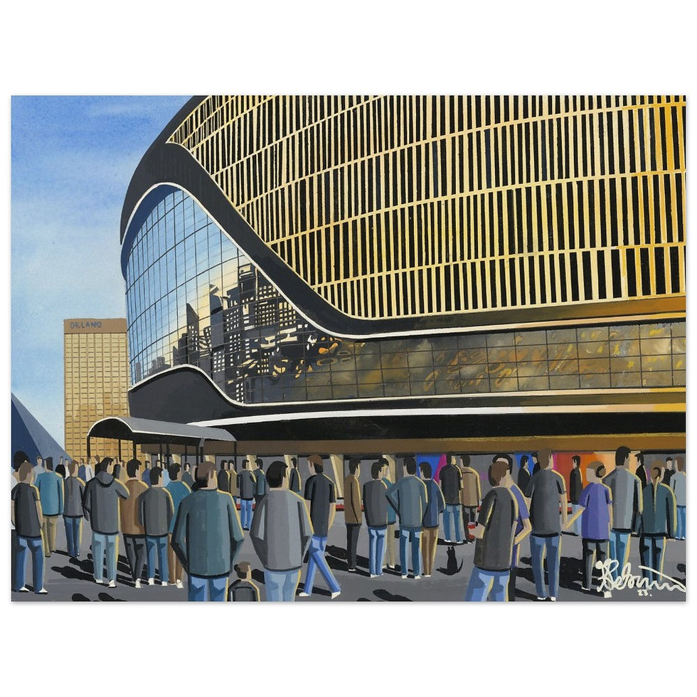 Thumbnail: Las vegas Raiders allegiant stadium framed art print canvas print poster printed ceramic mug by artist Andrew Robinson Andrew Robinson art  rugby NFL football soccer  stadium gifts art memorabilia andrewrobinsonart.com  