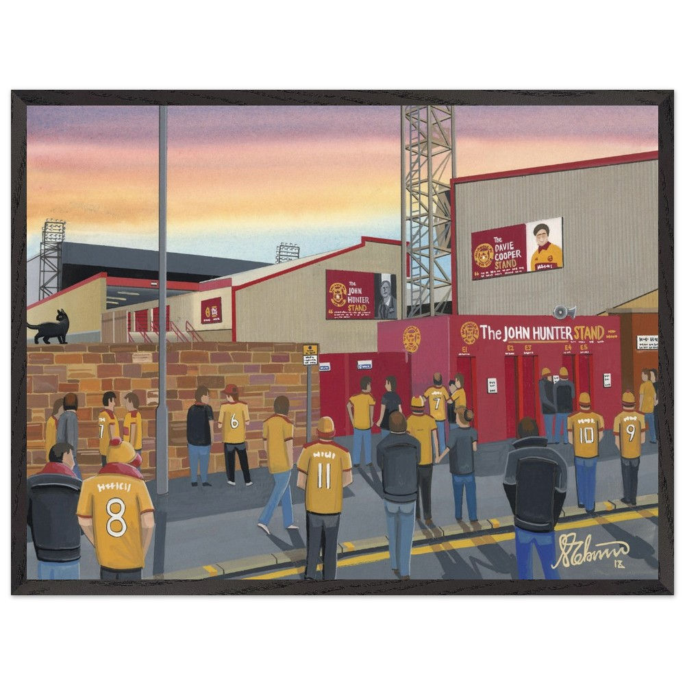 Motherwell FC Fir Park Football  Stadium Scene by artist Andrew Robinson andrewrobinsonart.com. Available in fine art print, poster, canvas prints and mugs etc 