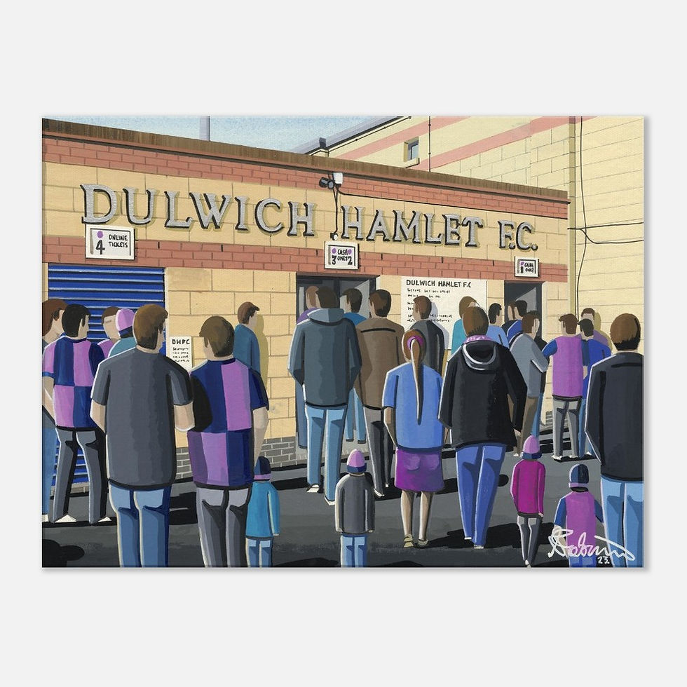 Thumbnail: Dulwich Hamlet F.C Football Stadium  By Artist Andrew Robinson andrewrobinsonart.com, Andrew Robinson art .Framed Fine Art Prints, Posters, Canvas Prints, Framed canvas prints, Ceramic Mugs etc sport, football, rugby, NFL
