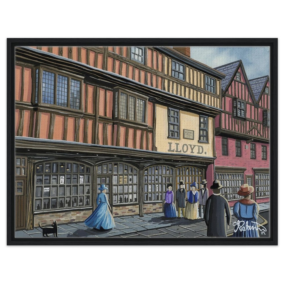 Thumbnail: Gloucester Retro Westgate, Framed Canvas Print. Cityscape Landmark Wall Art Gift