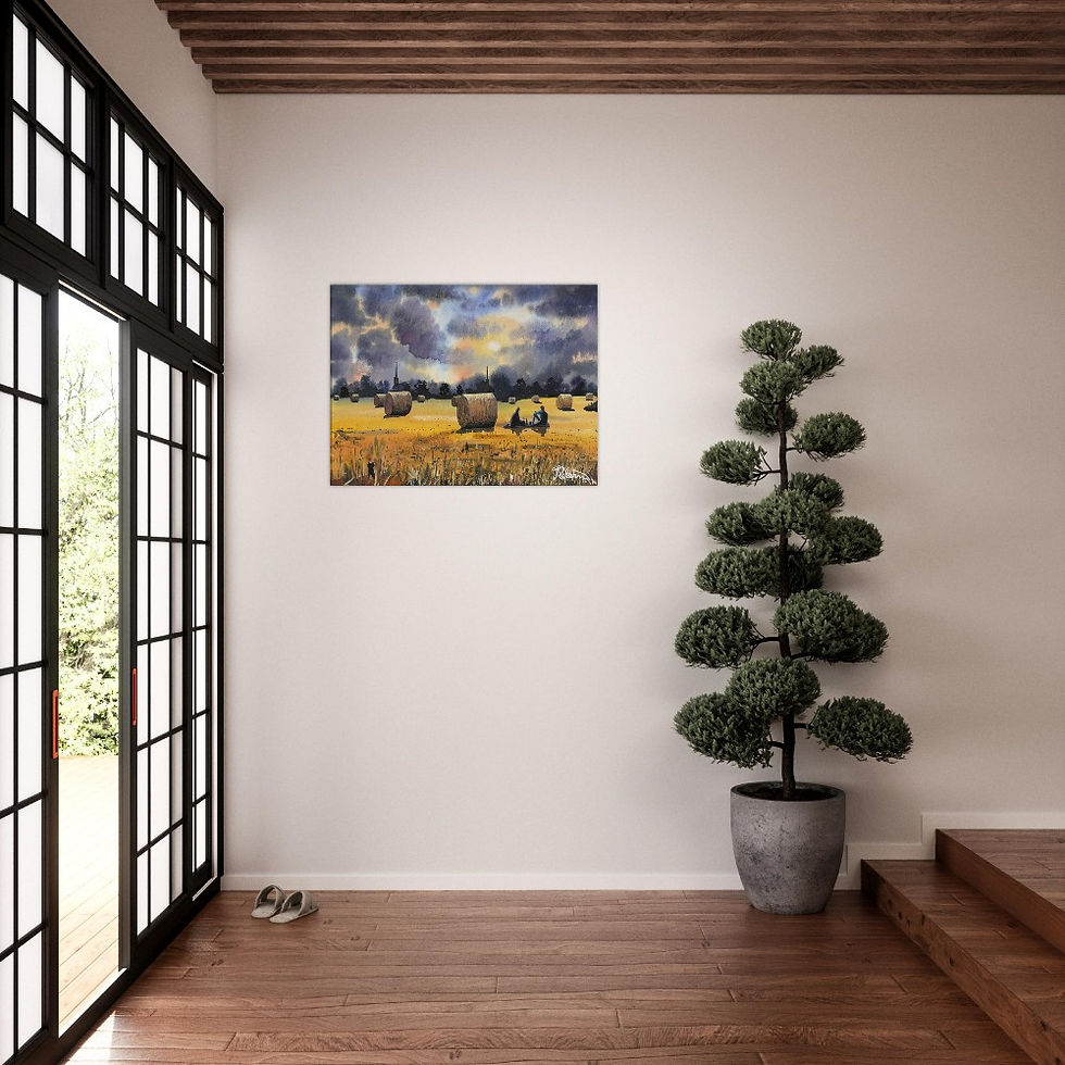 Thumbnail: Church Street Needingworth, view of St Ives Churches, Cambridgeshire snow winter scene by artist Andrew Robinson andrewrobinsonart.com. Available in fine art print, poster, canvas prints and mugs etc