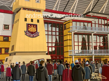 west ham united fc boleyn ground andrew robinson artist andrewrobinsonart football art pri