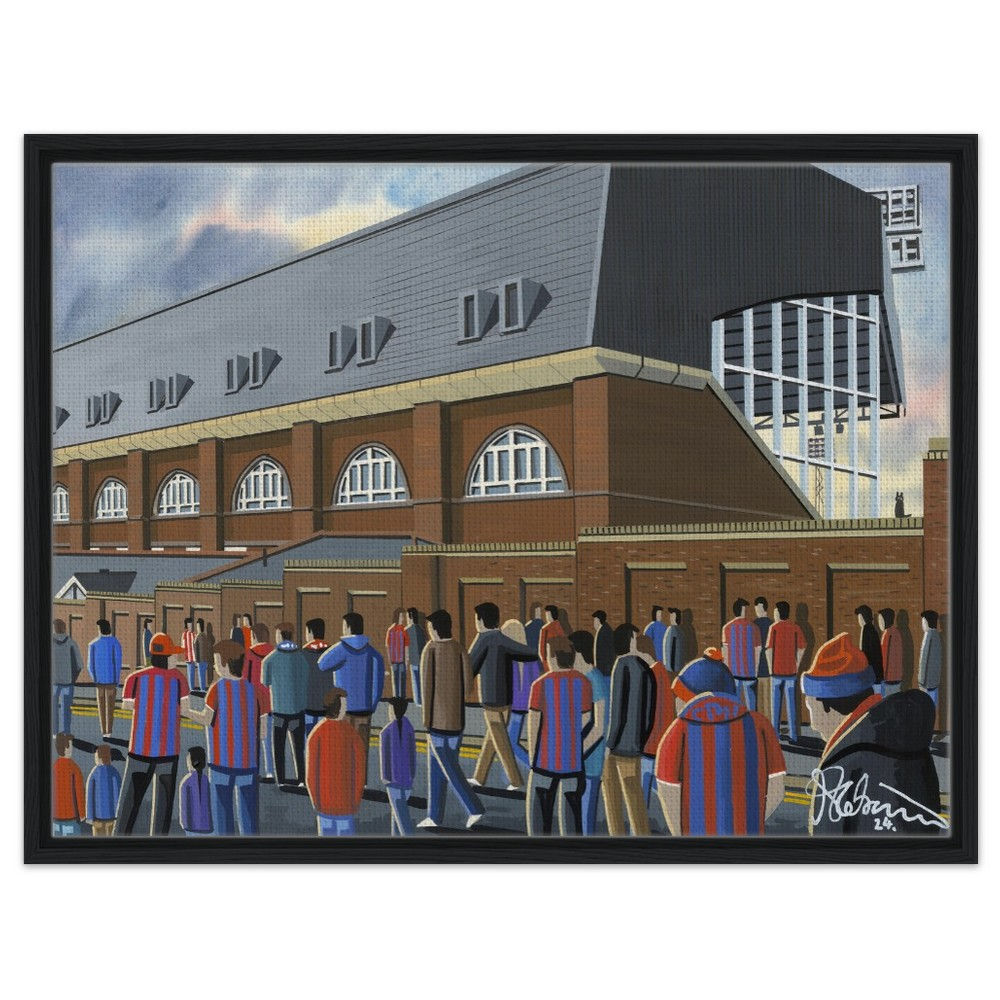 Crystal Palace F.C, Selhurst Park Stadium By Artist Andrew Robinson andrewrobinsonart.com, Andrew Robinson art. Framed Fine Art Prints, Posters, Canvas Prints, Framed canvas prints, Ceramic Mugs etc sport, football, rugby, NFL