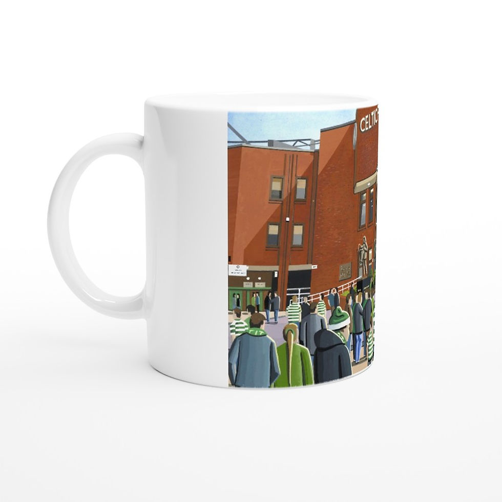Thumbnail: Celtic FC Celtic Park football  Stadium By Artist Andrew Robinson andrewrobinsonart.com, Andrew Robinson art .Framed Fine Art Prints, Posters, Canvas Prints, Framed canvas prints, Ceramic Mugs etc sport, football, rugby, NFL