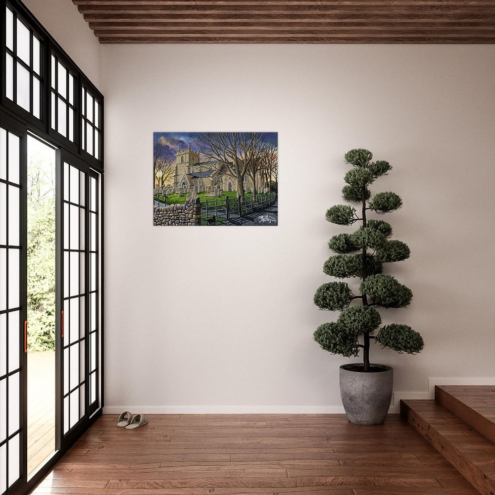 Thumbnail: Holywell Church. Cambridgeshire. Canvas Print. Landscape Wall Art Gift