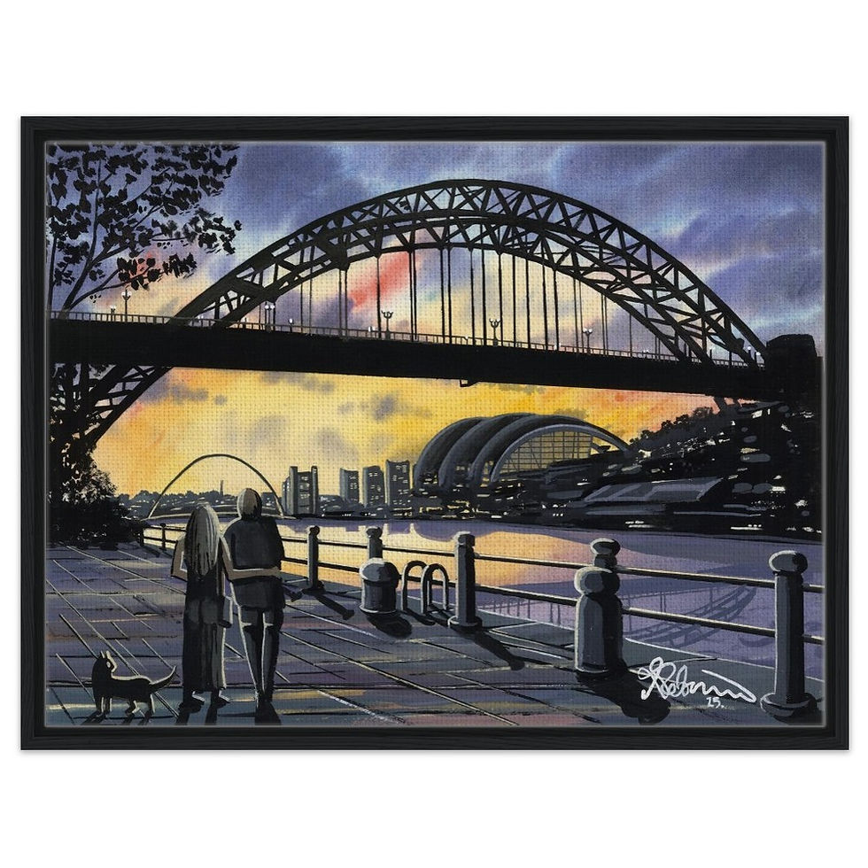 Thumbnail: Newcastle, Tyne Bridge, River Tyne Framed Canvas Print. Cityscape Landmark Art