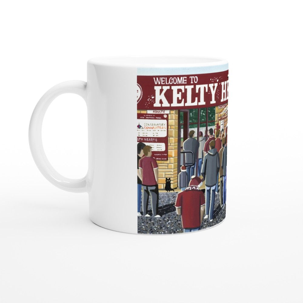 Kelty Hearts F.C,Football 11oz Ceramic Mug. Stadium Art Gift.