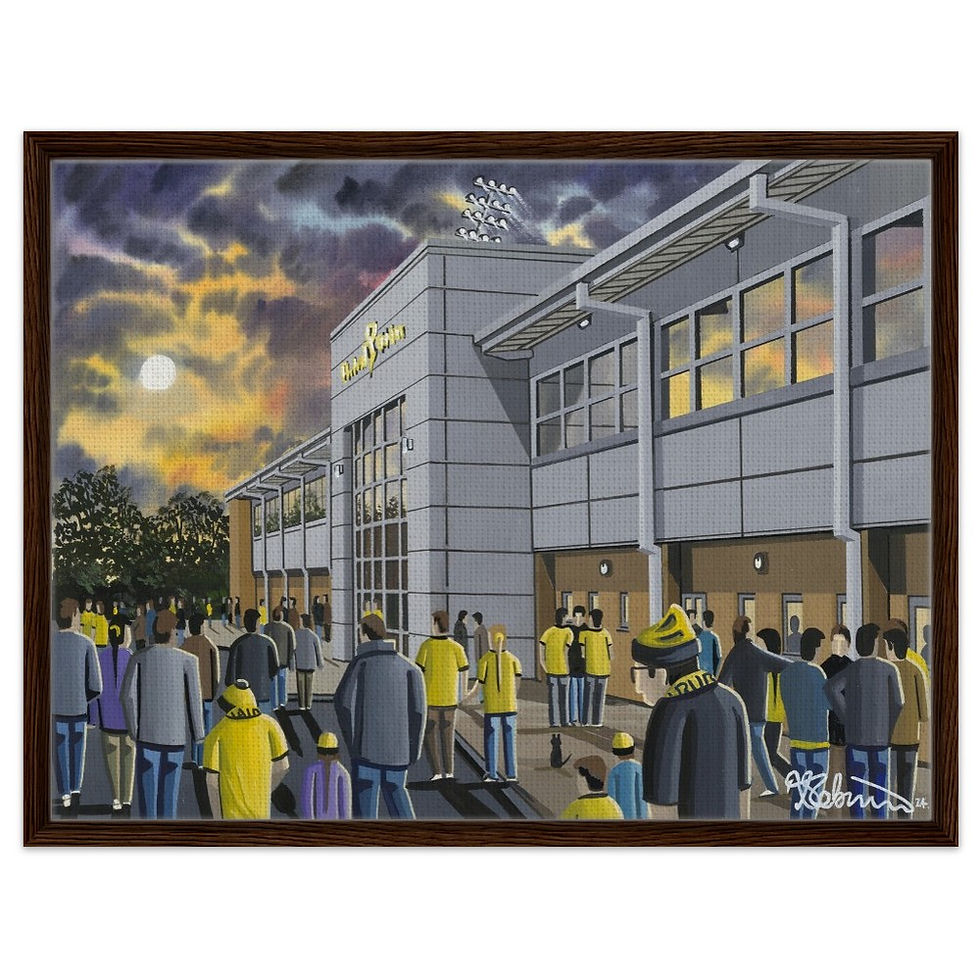 Thumbnail: Burton Albion F.C Pirelli  Stadium. Football Framed Canvas Print. Ceramic Mugs, Fine Art Prints and posters etc By Artist Andrew Robinson. andrewrobinsonart.com