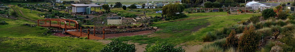 Views of the garden ith the bridge and private plots