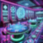 Casino tables with bitcoin logo and colours