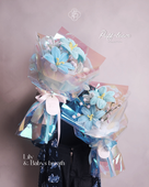 Dua Buket Lily biru kawat bulu koleksi Puff-loom - Little Puff