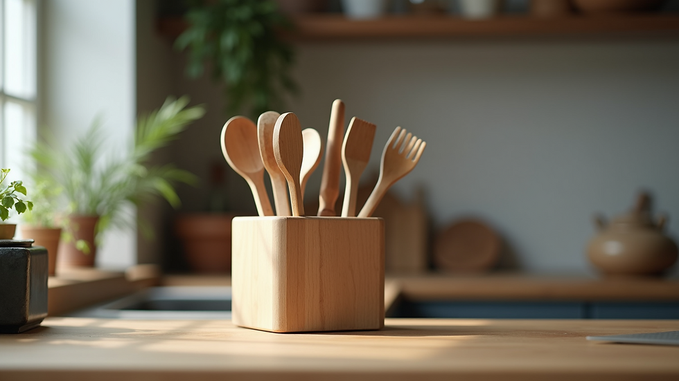 Augenhöhe Ansicht eines Messerblocks mit verschiedenen Küchenmessern