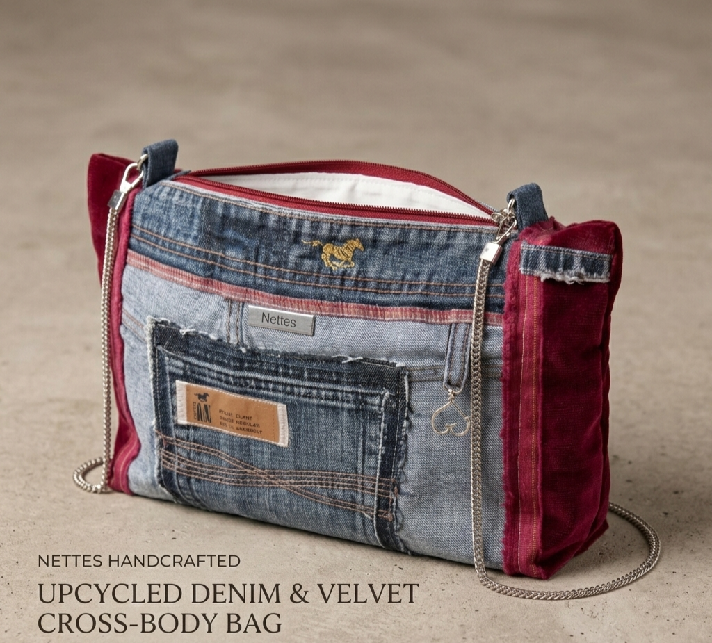 East West Bag Jeans/Samt rot aus Mustangjeans