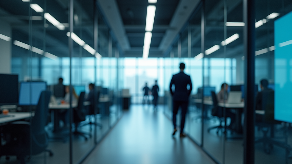 Eye-level view of a corporate office with network infrastructure