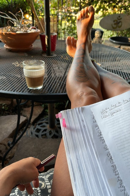 Three pages of writing a day. Working through The Artist Way, a journaling program. Completing this 12-week course many times since 1990 & facilitated in professional groups.