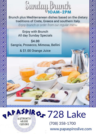 Join Us Sunday Morning From 10 am to 2 pm for a Delicious Sunday Brunch at Papaspiros Restaurant! Gr