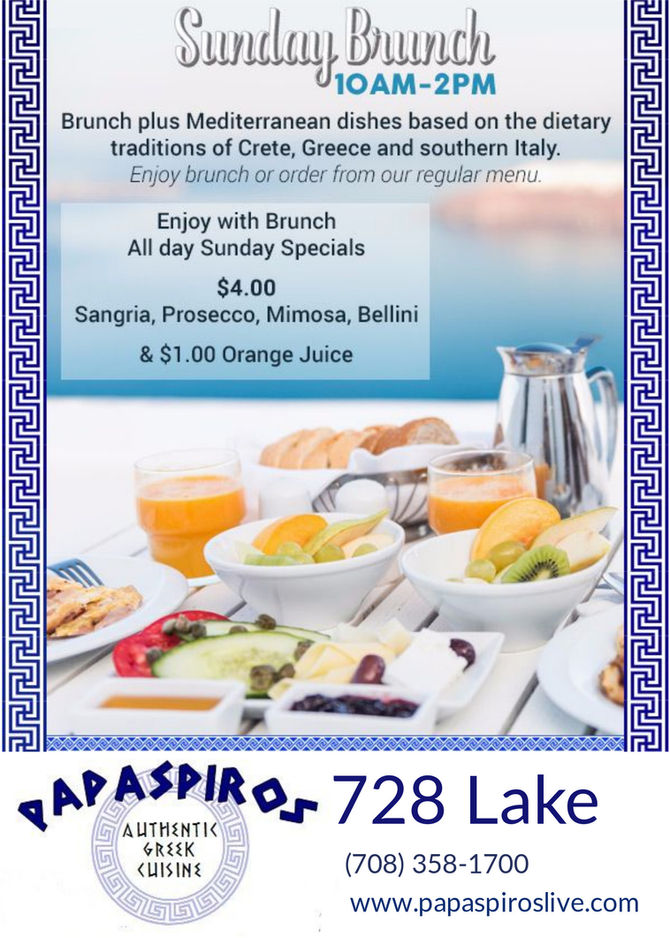 Join Us Sunday Morning From 10 am to 2 pm for a Delicious Sunday Brunch at Papaspiros Restaurant! Gr