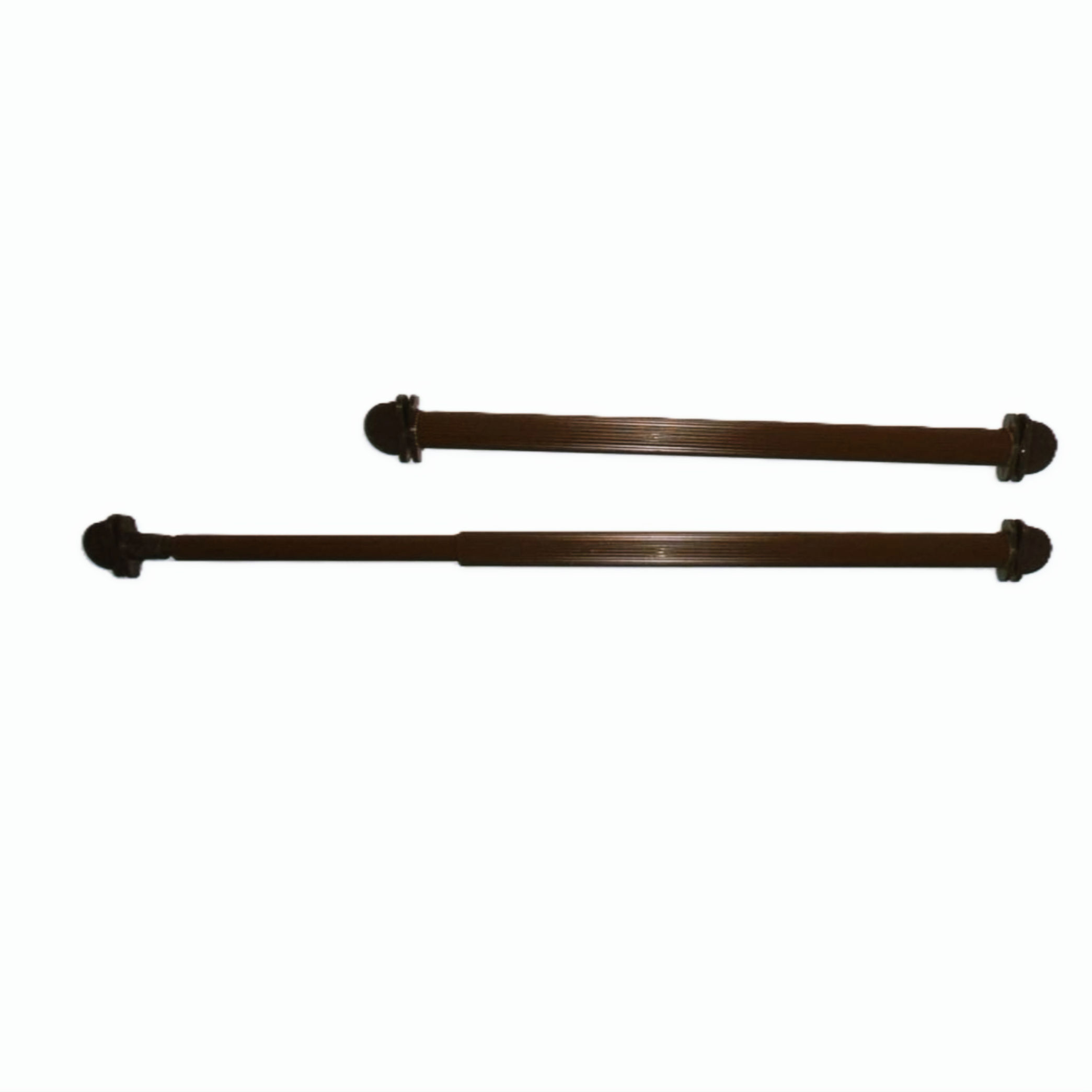 Two Brown Extendable Ribbed Plastic Perches