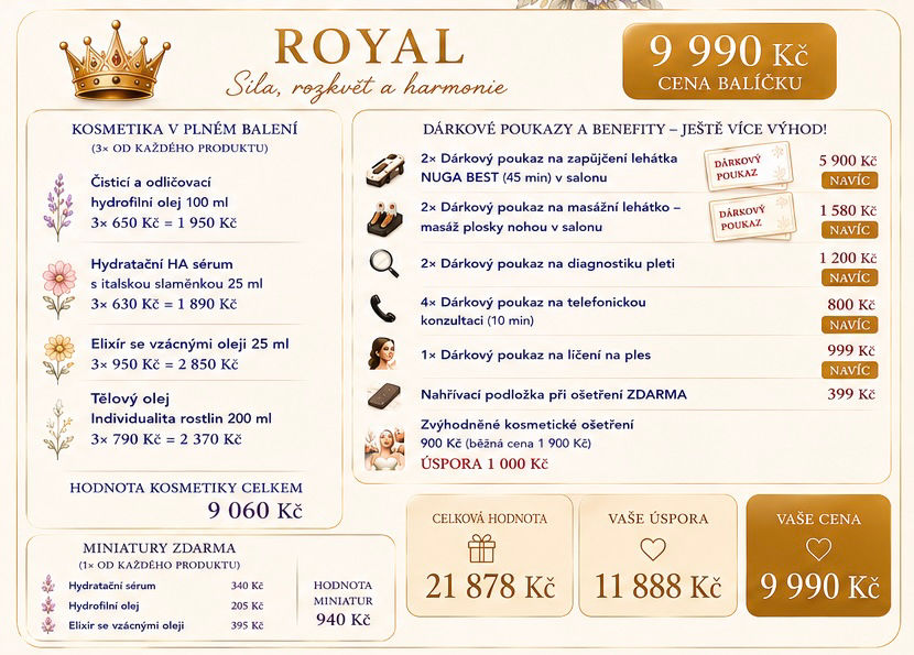 Miniatura: Royal skin care produkty a služby balíček pro ženu s dárkovými poukazy ( poukazy
