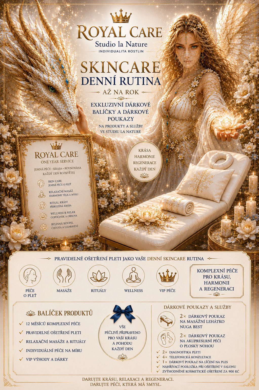 Royal skin care produkty a služby balíček pro ženu s dárkovými poukazy ( poukazy