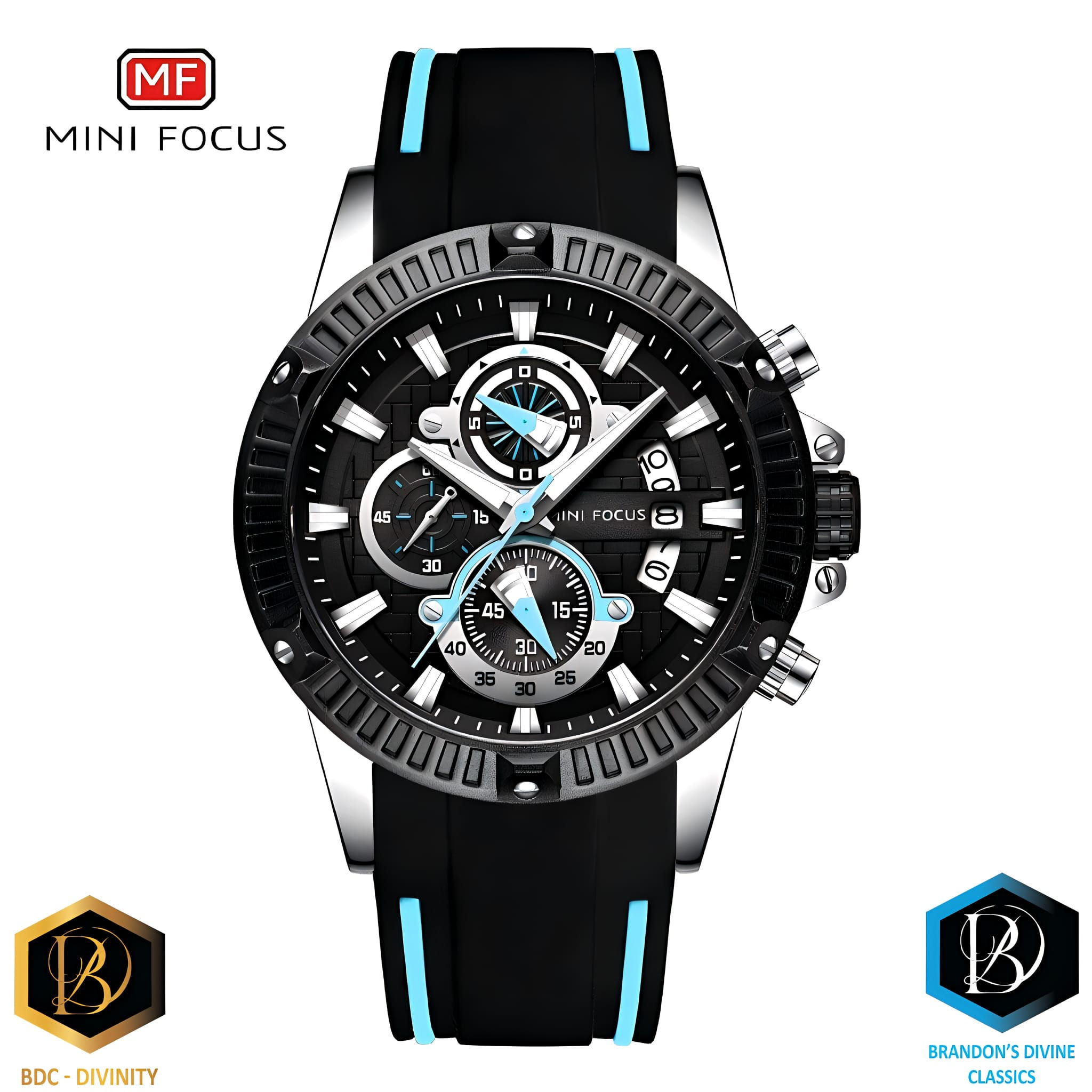 Men's Silicone Band Three-Eye Digital Sports Watch