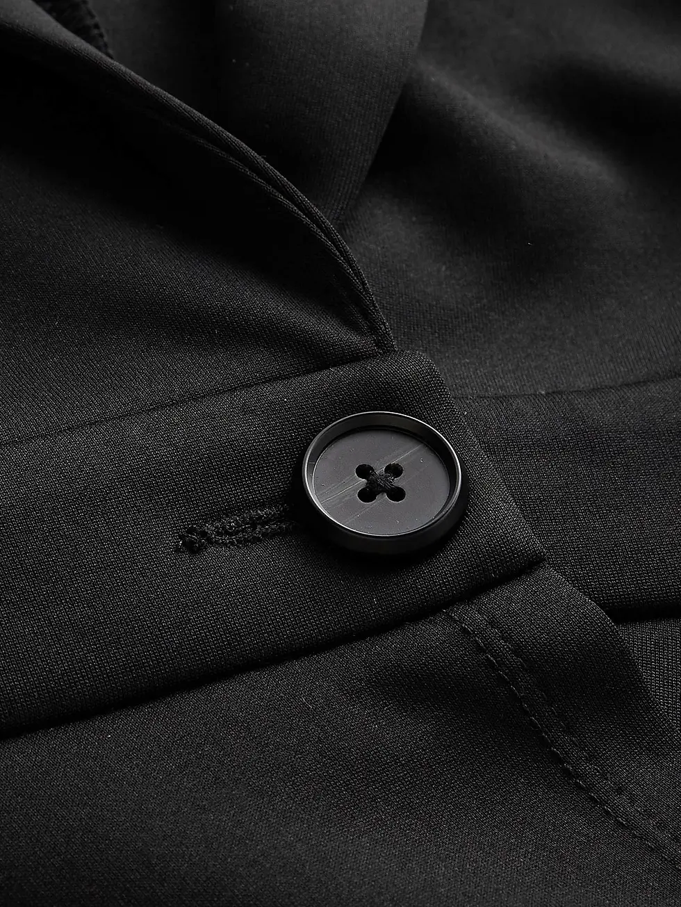 Thumbnail: Jet Black Notched Collar Single Button Peplum Blazer