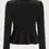 Thumbnail: Jet Black Notched Collar Single Button Peplum Blazer