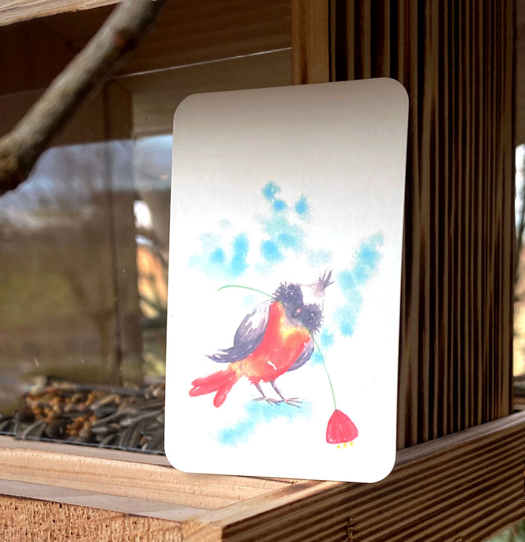 Mini-carte "Rouge-gorge en hiver"