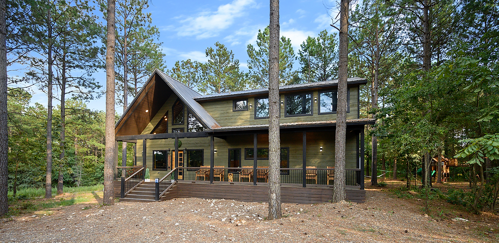 An image of the front of Cloud Pine Cabin - as it appears when you pull into the drive
