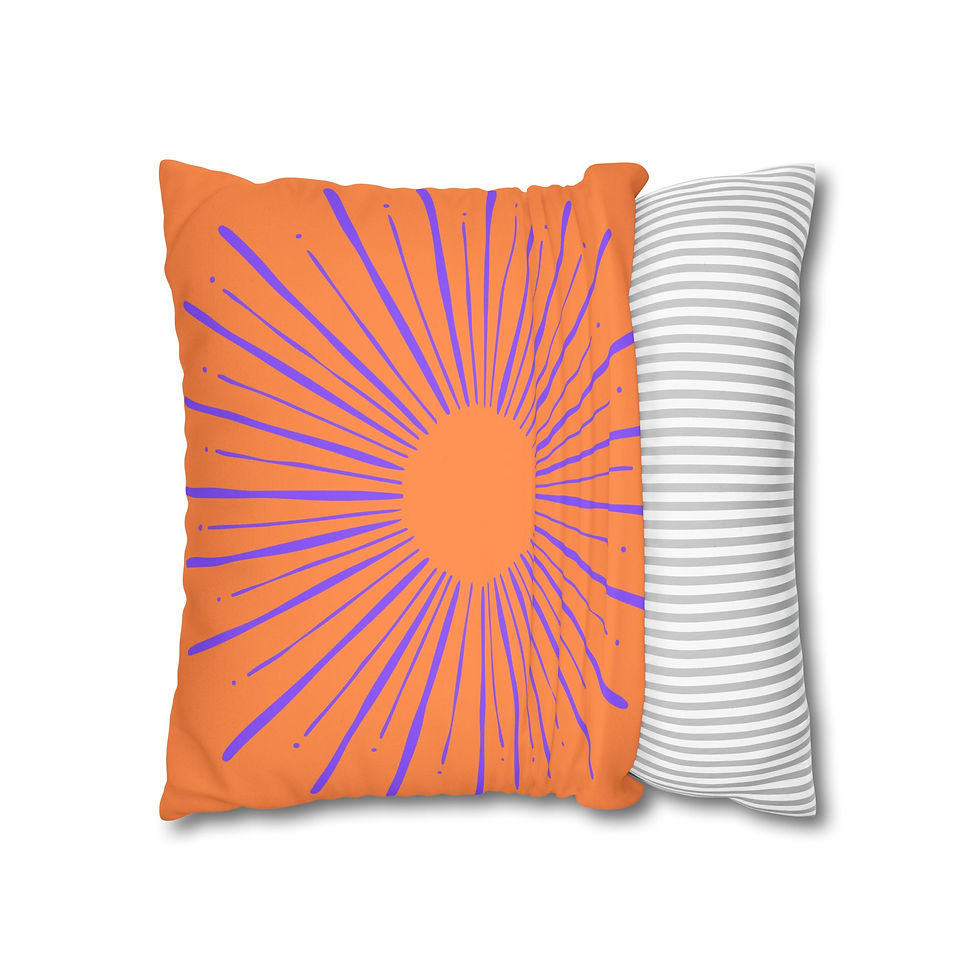 Thumbnail: 'Apricot Sun' Faux Suede Square Pillowcase