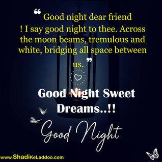 ❝ Good night dear friend! I say good night to thee. Across the moon beams, tremulous and white