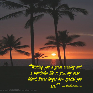 Good Evening Quotes | ❝Wishing you a great evening and a wonderful life to you, my dear friend. Neve