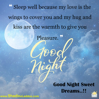 Good Night Quotes | ❝ Sleep well because my love is the wings to cover you and my hug and kiss are t