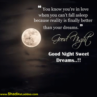 Good Night Quotes | ❝ You know you’re in love when you can’t fall asleep because reality is finally 