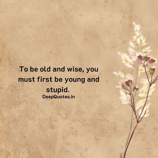 To be old and wise, you must first be young and stupid. Deep Quotes
