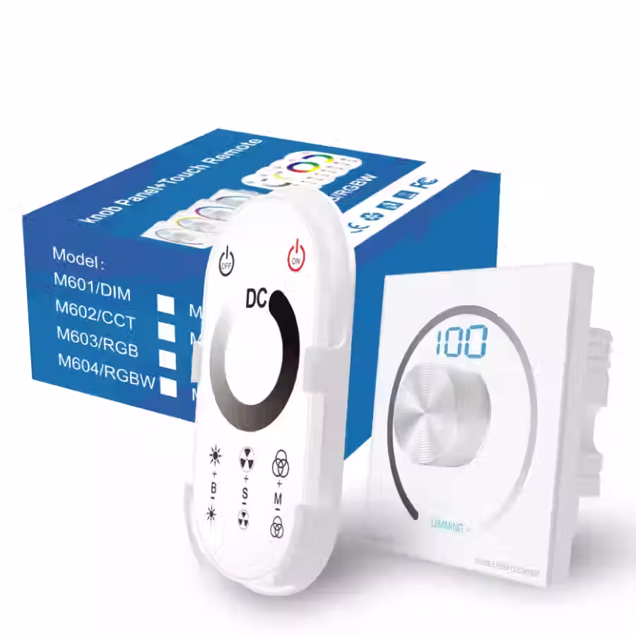 Miniatura: Dimmer de pared con perilla Monocromático y RGBW