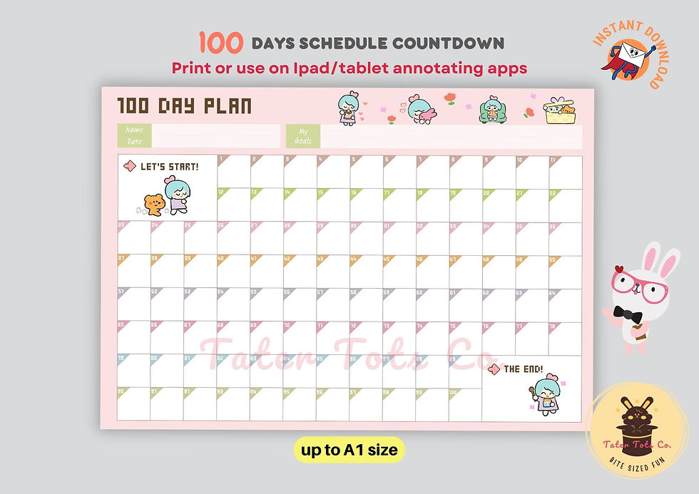 100 Days Game Plan Start to Finish Schedule Template + Habit Tracker | Cute Girl