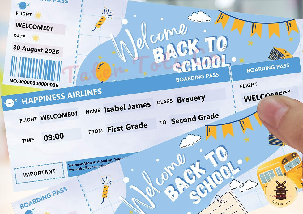 Welcome Back to School Editable Boarding Ticket - Blue Airline Pass