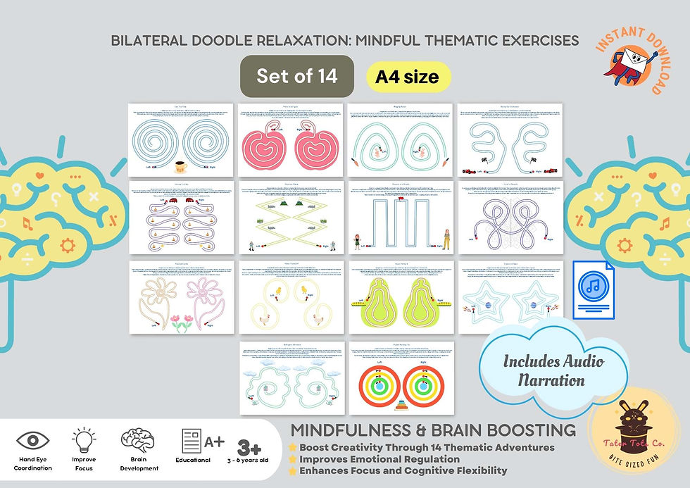 Mindful Doodle Adventures: Double Bilateral | Set of 14 Instant Download PDF