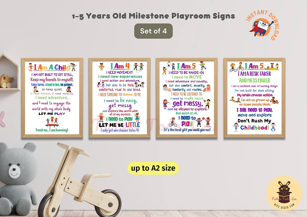 1 to 5 Years Old Playful and Inspiring Learning Playroom Decor Bundle