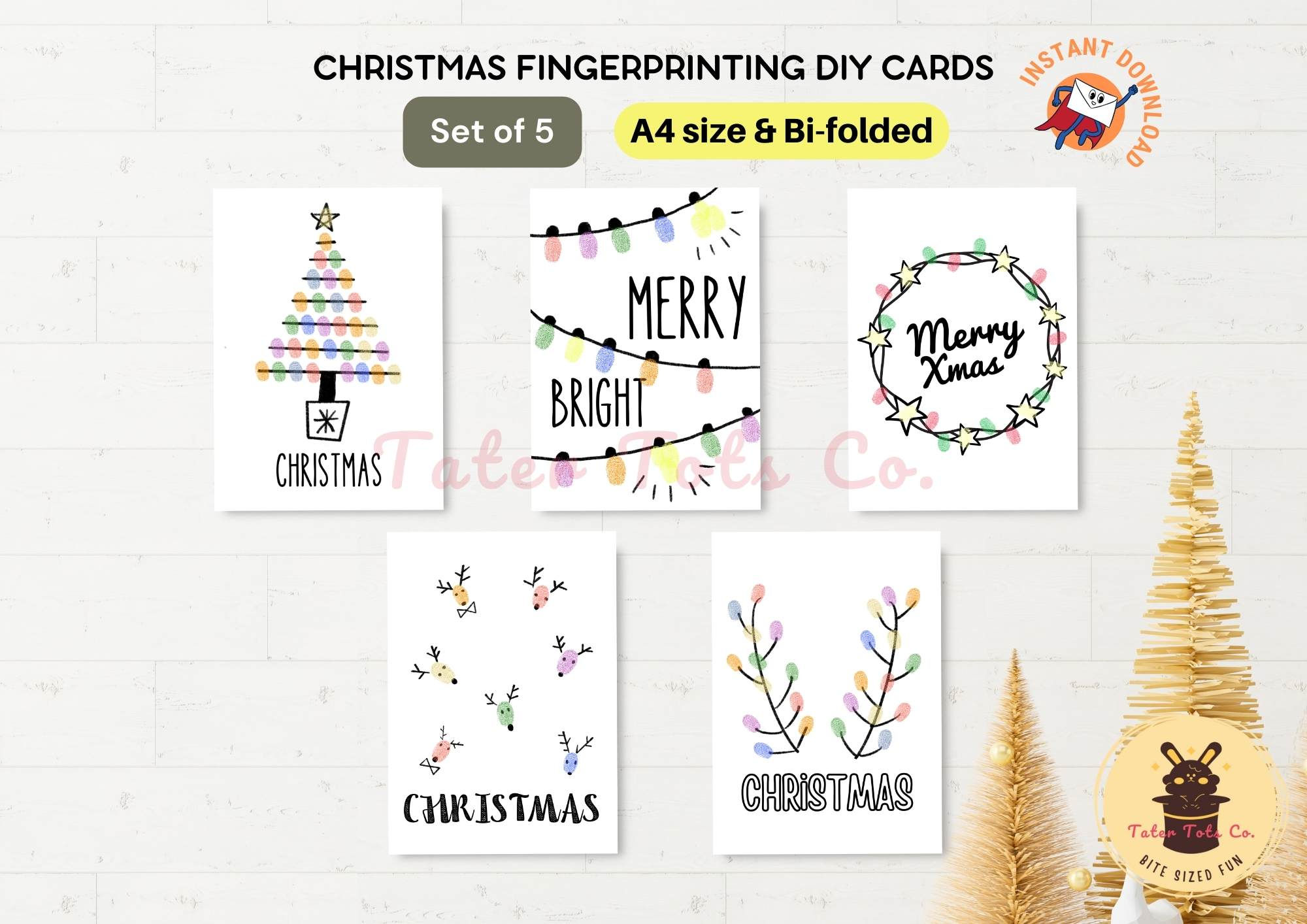 Fun Christmas Doodle Fingerprint Art Cards Kids Craft