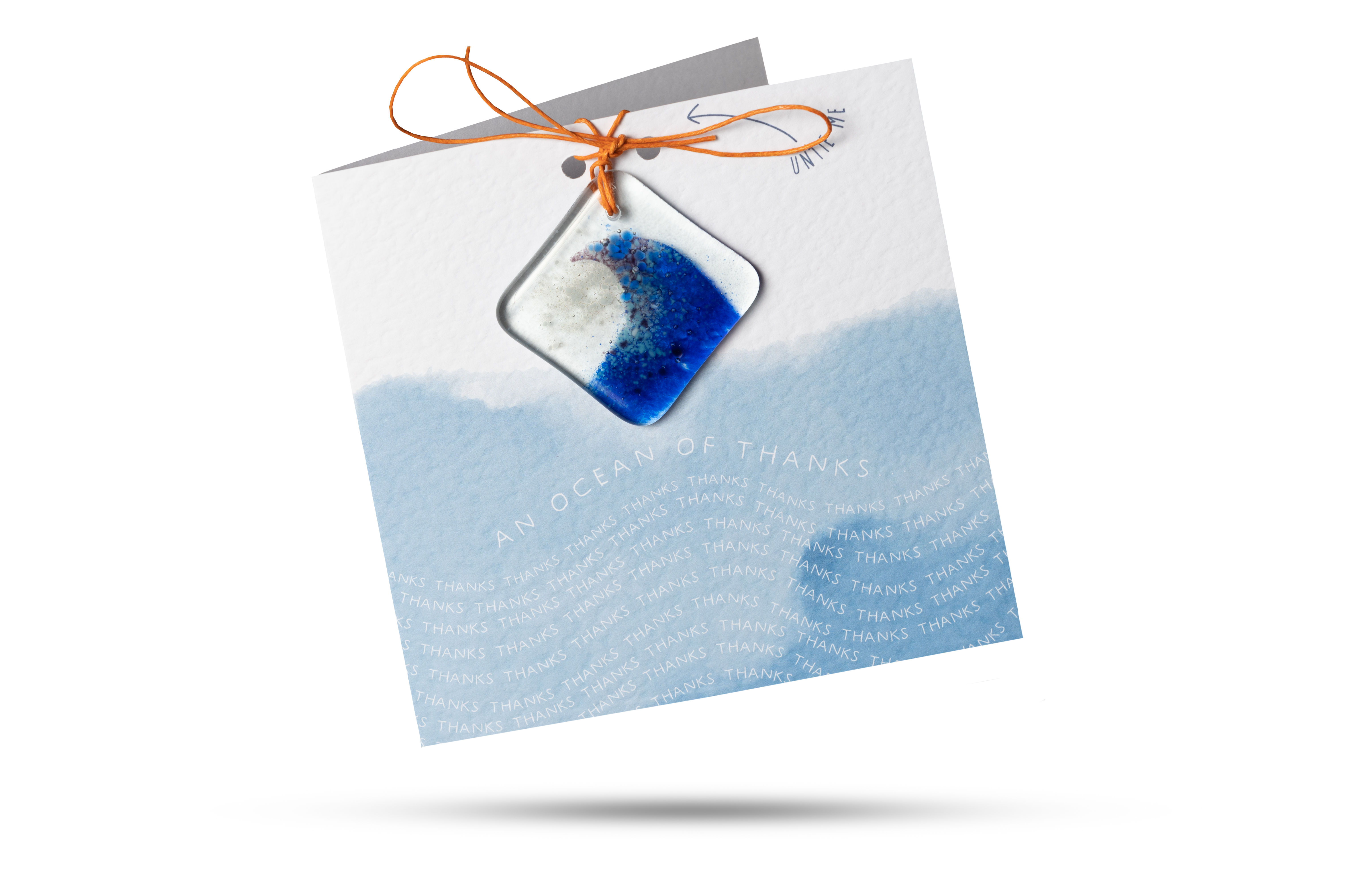 Ocean of Thanks - Greeting card with a fused glass gift