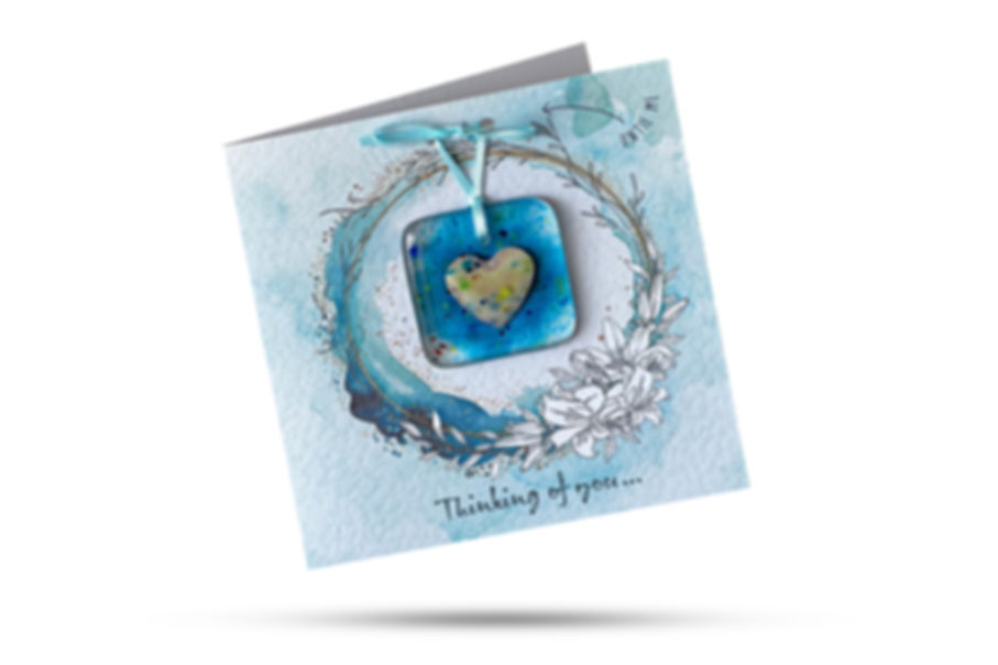Thinking of You - Greeting card with fused glass gift