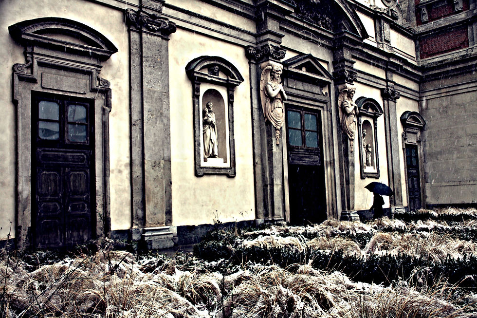 The door of the church in winter