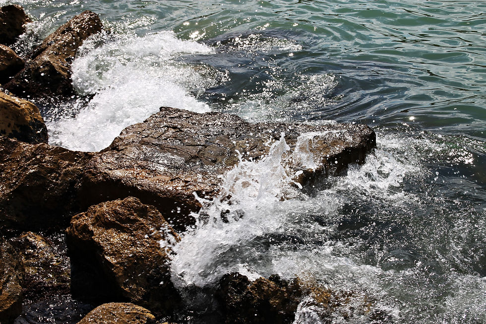 Waves breaking on the rocks