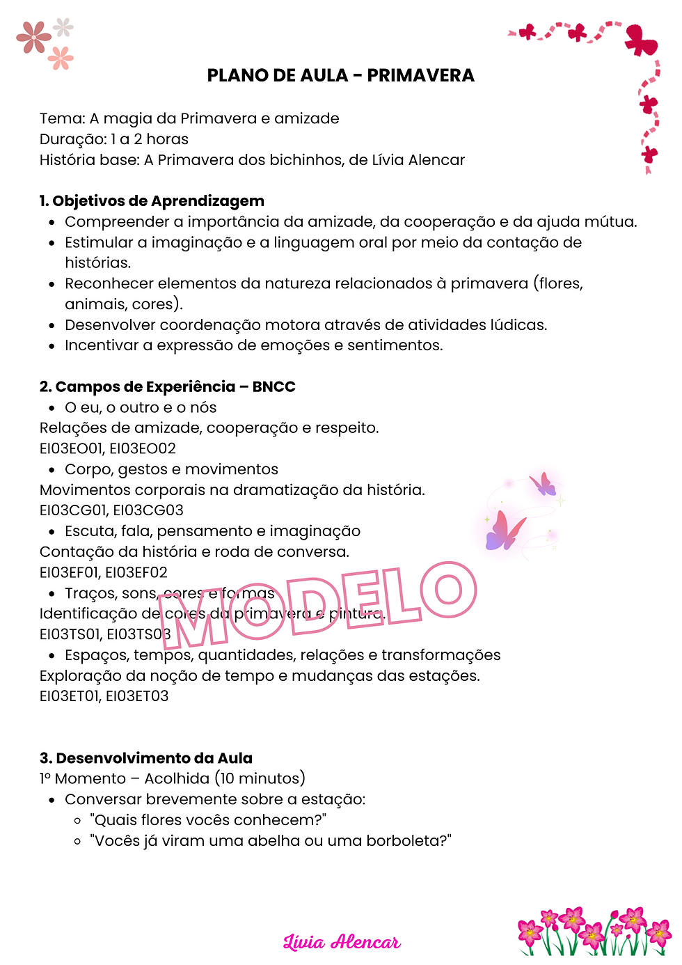 plano de aula primavera