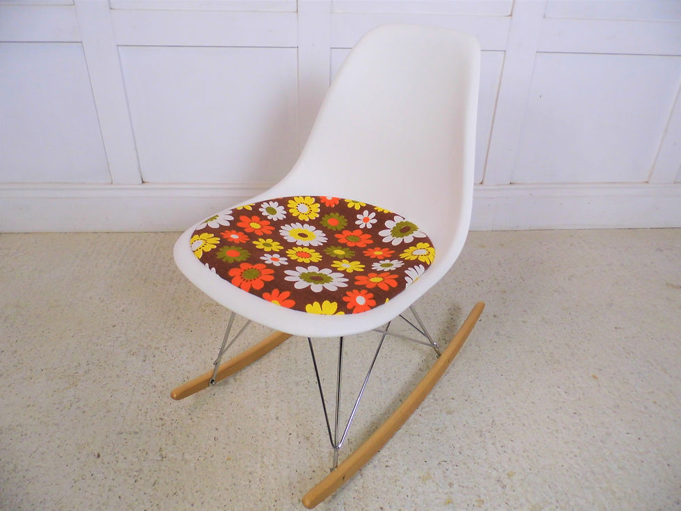 Retro EAMES PLASTIC Rocking Bespoke upholstered Chair VITRA 2004