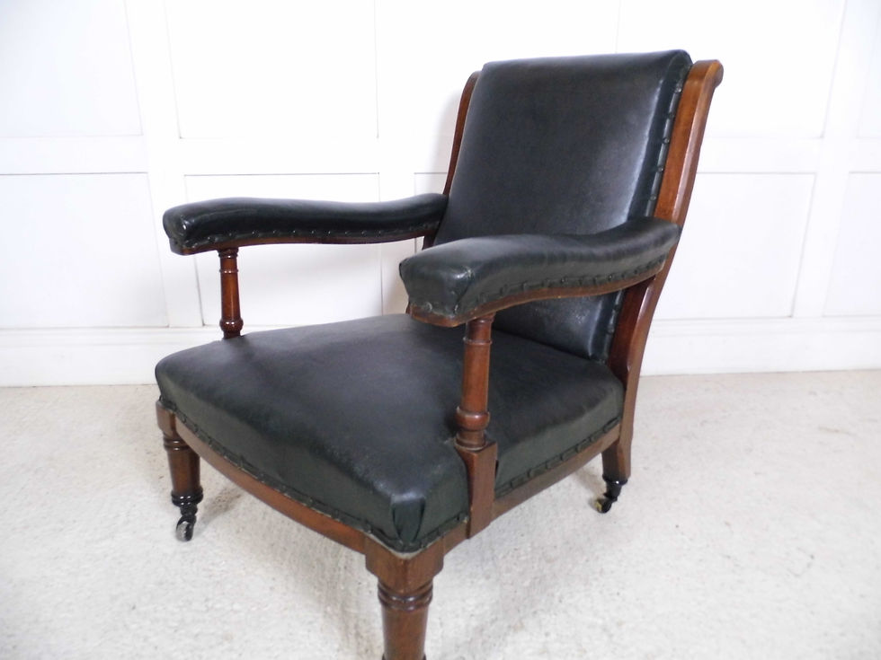 Antique Vintage Mahogany Leather Country House Armchair Maple co 1910