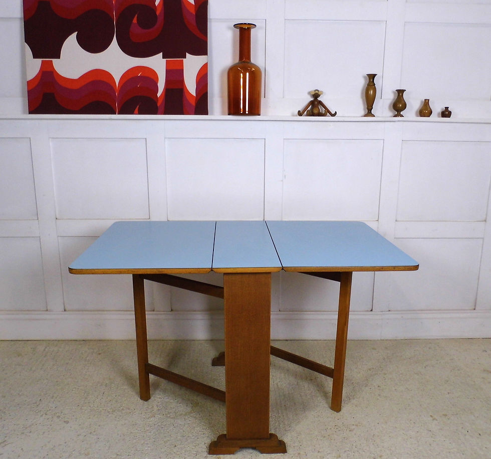 VINTAGE RETRO FORMICA Drop Leaf Kitchen dining Table Blue Formica 1960s | website