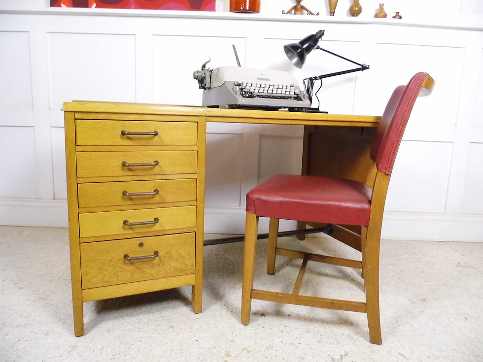 Vintage Retro Ex RAF Air Ministry Staverton Oak Desk 1960s design